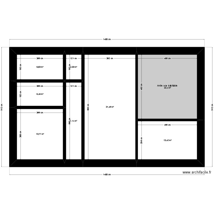 Bazincourt logement place de l'église. Plan de 8 pièces et 104 m2