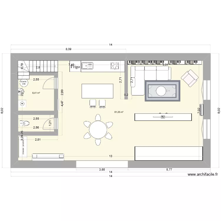V1 RdC. Plan de 2 et 88 m² V1 RdC. Plan de 2 et 88 m²