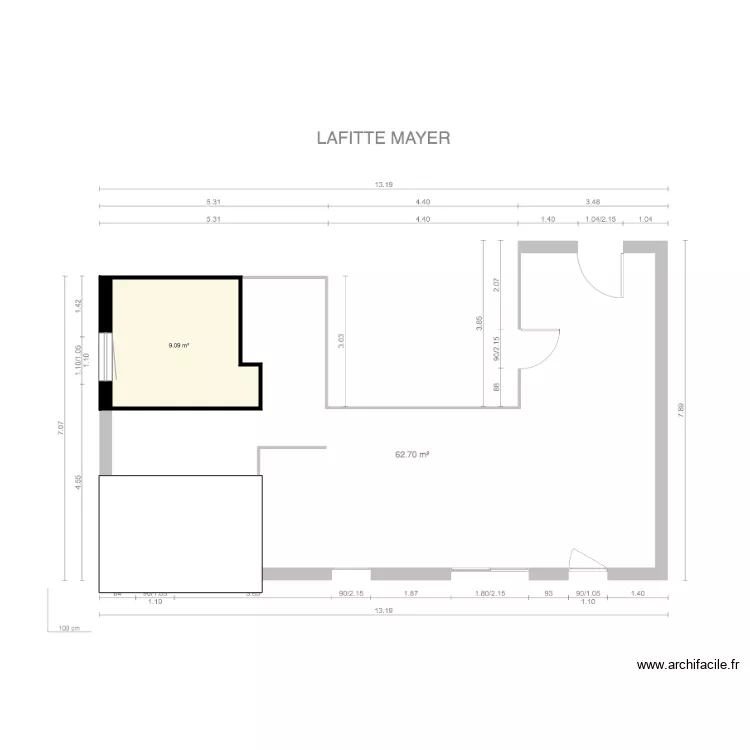LAFITTE MAYER PLAN CHAMBRE AMIS BUREAU. Plan de 