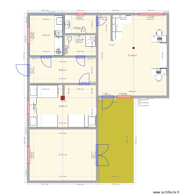 90 2 big spalnya1 ЭЛ 11. Plan de 0 pièce et 0 m2