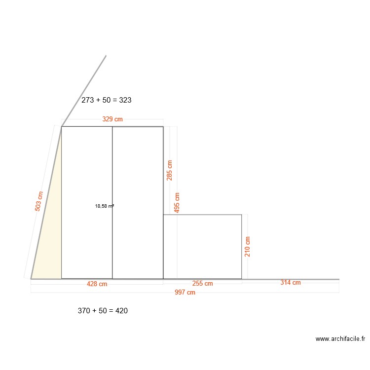 garage. Plan de 1 pièce et 19 m2