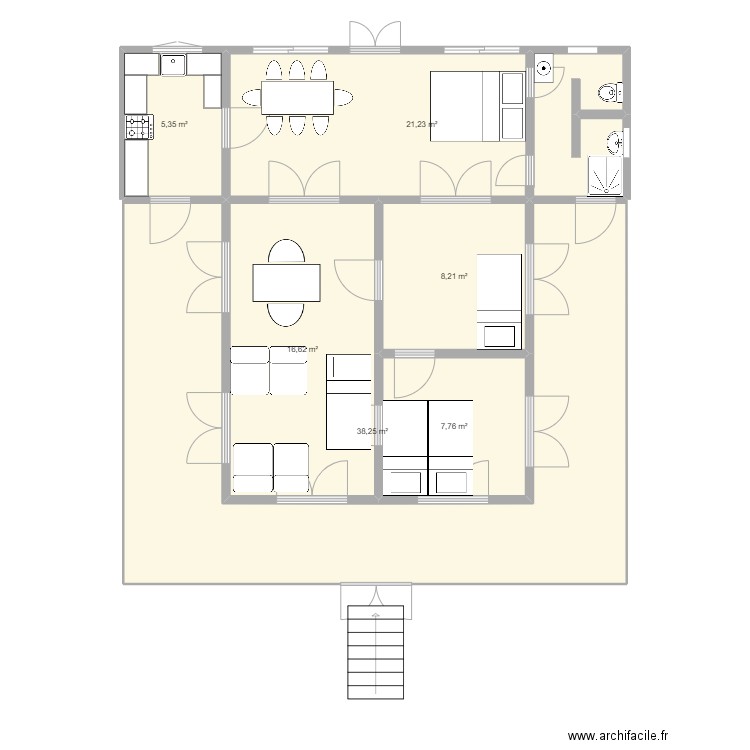 Maison Bord de mer. Plan de 6 pièces et 97 m2