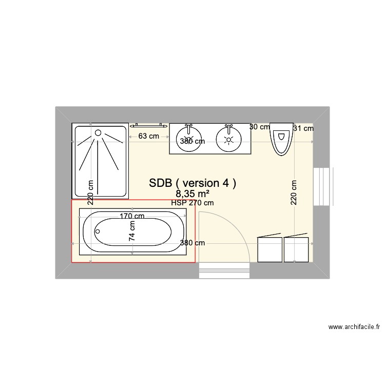 SDB version 4 Nancy et Martin. Plan de 0 pièce et 0 m2