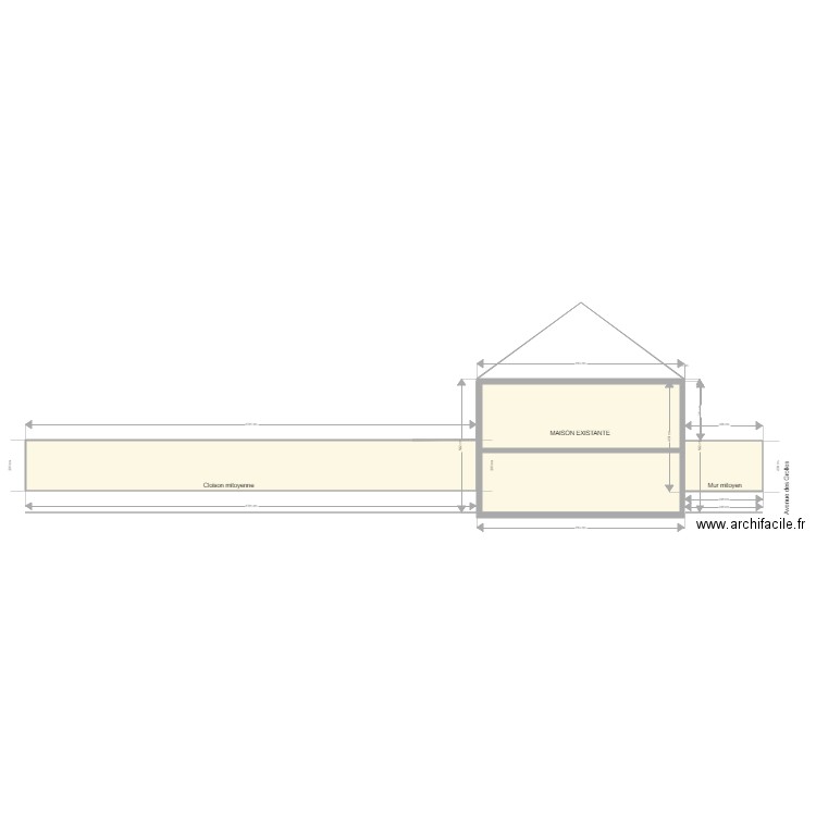 PLAN DE COUPE LONGITUDINAL 3D EXISTANT. Plan de 0 pièce et 0 m2