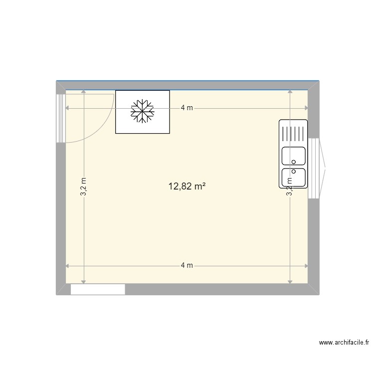 CUISINE 2. Plan de 1 pièce et 13 m2