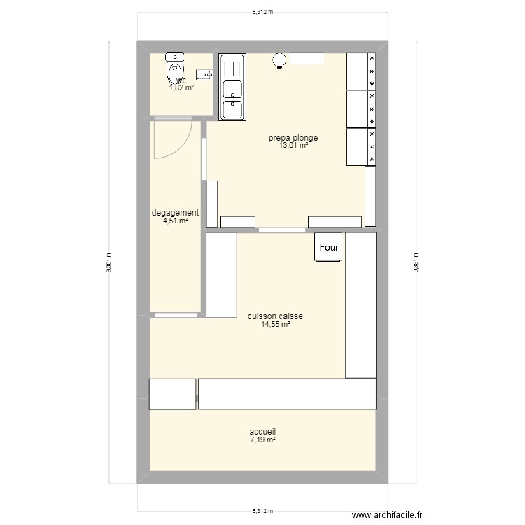 Local PAITA 2. Plan de 5 pièces et 41 m2