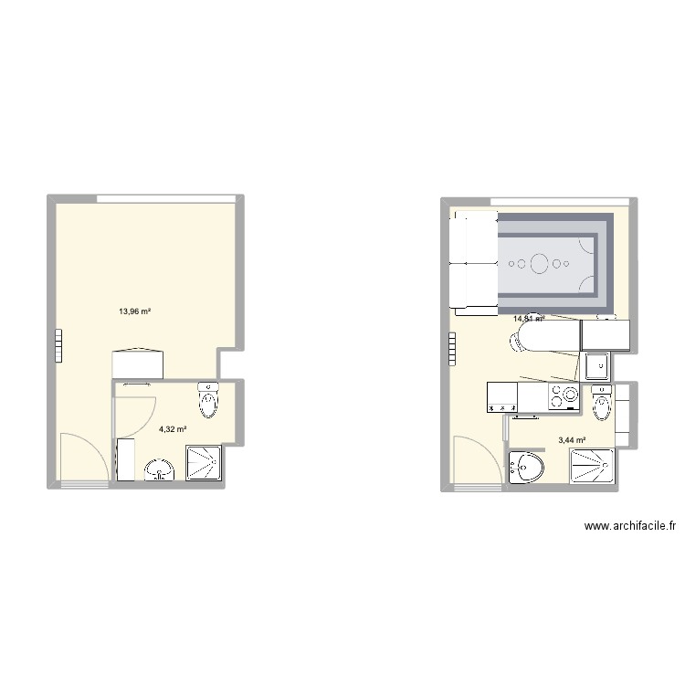 appart 2.0. Plan de 4 pièces et 37 m2