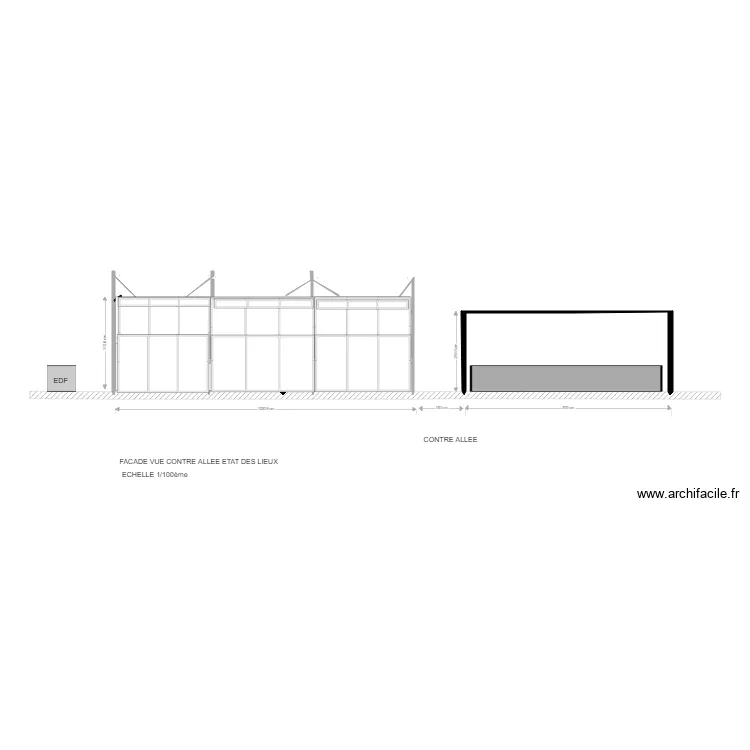 FACADE CONTRE ALLEE  ETAT DES LIEUX. Plan de 