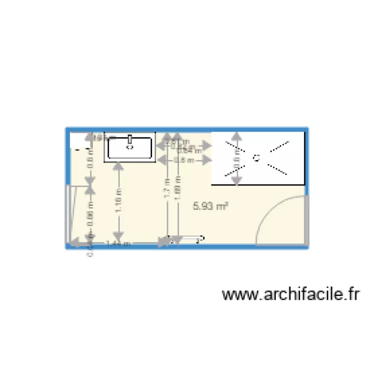 salle de bain RDC. Plan de 