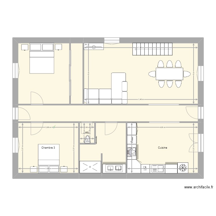 Ecuelles projet. Plan de 8 pièces et 98 m2