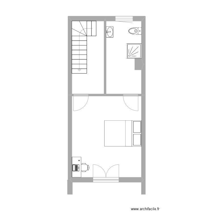 MOREAU 2 eme étage. Plan de 3 pièces et 30 m2