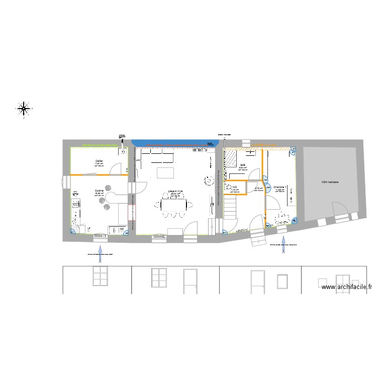 RDC habitation amenage V4. Plan de 0 pièce et 0 m2
