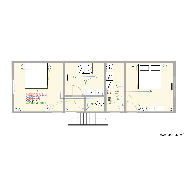 RdC_Chambres_ECL. Plan de 0 pièce et 0 m2