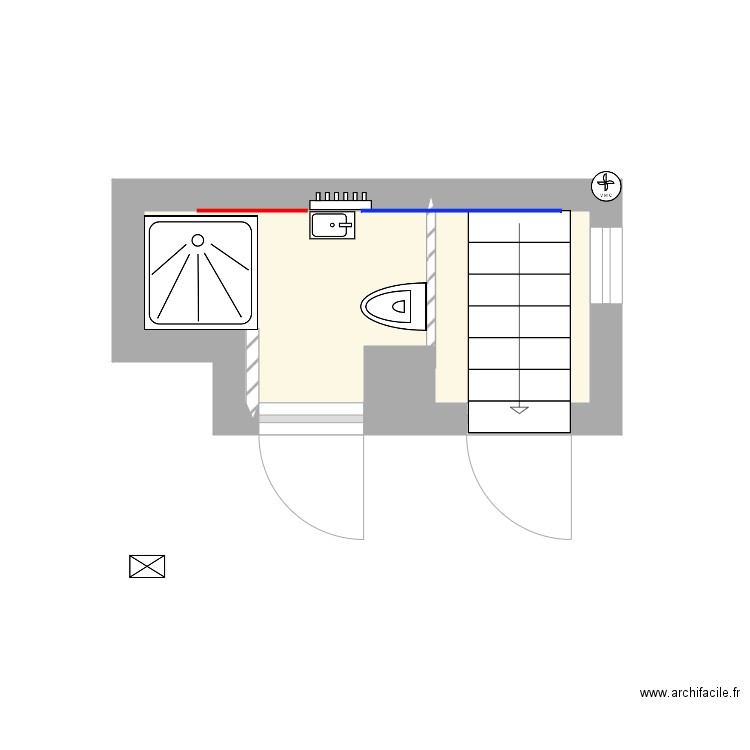 acces. Plan de 1 pièce et 4 m2