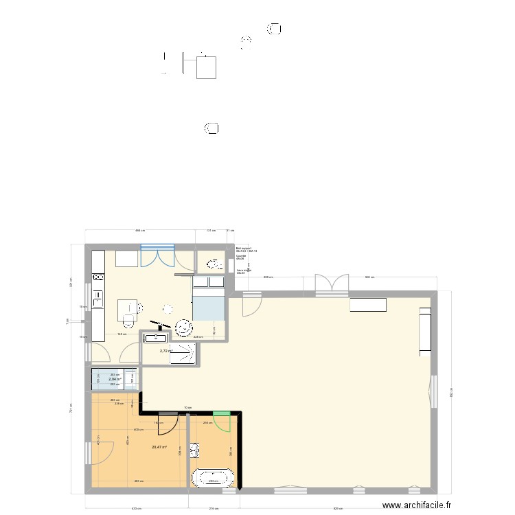                    Yvrac RDC PROJET 07 01 2023. Plan de 5 pièces et 123 m2