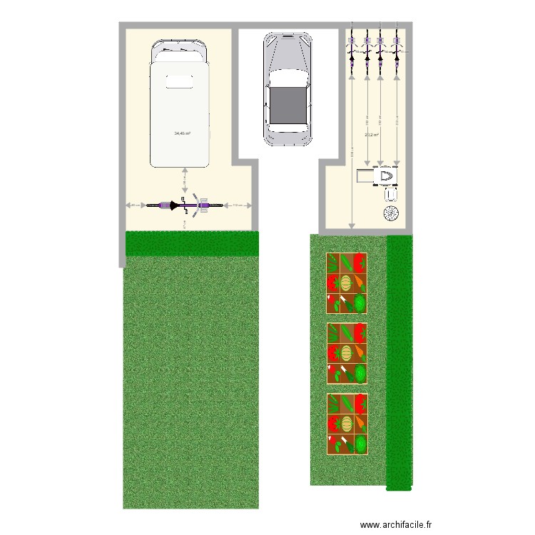 Garage 2. Plan de 2 pièces et 55 m2