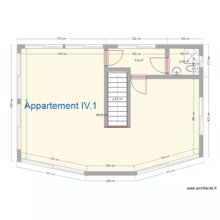 Superficie appartement IV. Plan de 