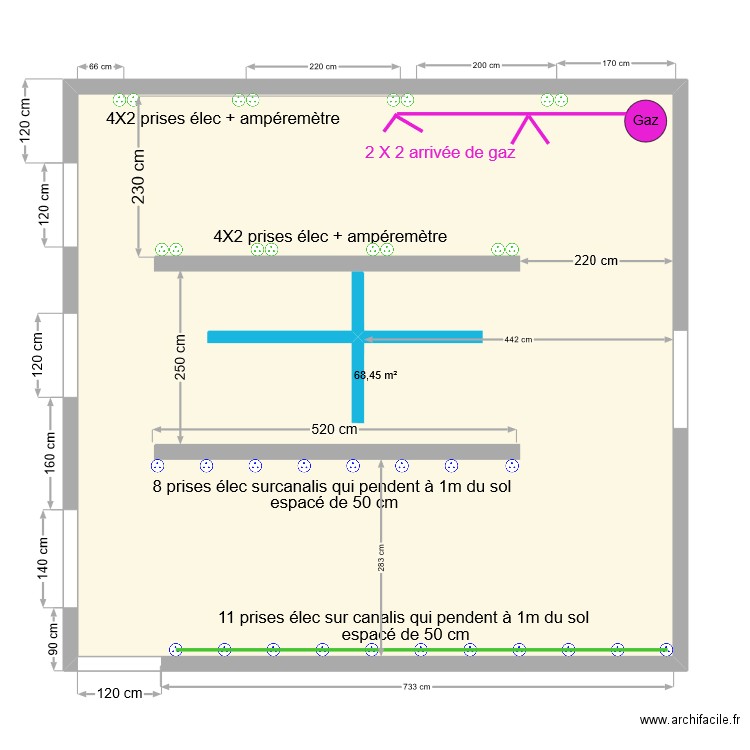 box diag final. Plan de 1 pièce et 68 m2