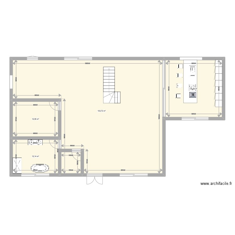 Plan sur sur . Plan de 4 pièces et 154 m2