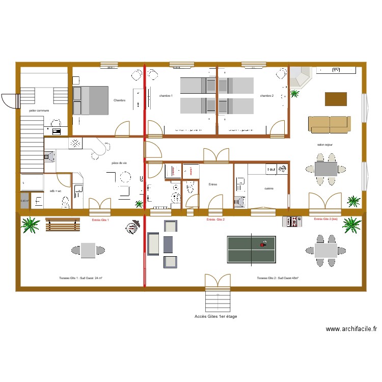 transformation apptartement henri en gites . Plan de 0 pièce et 0 m2