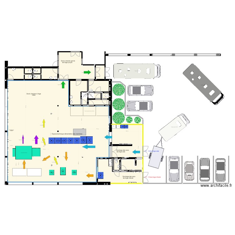 buanderie avec nouvelle calandreuse C. Plan de 19 pièces et 332 m2