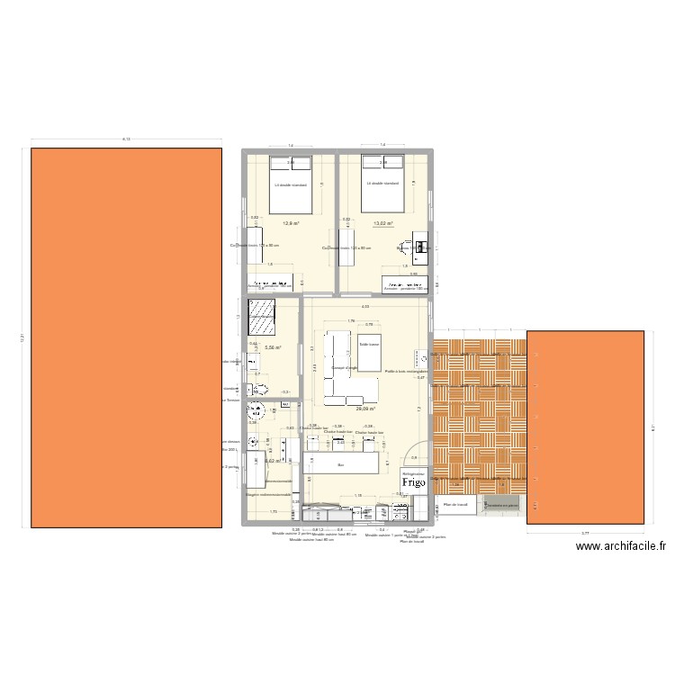chalet. Plan de 5 pièces et 67 m2