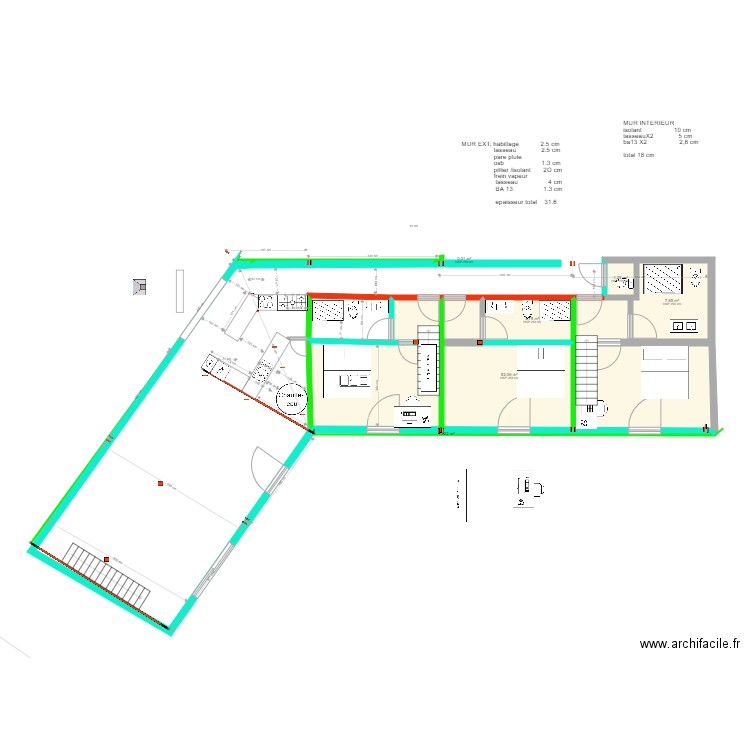 CUISINE 6. Plan de 14 pièces et 139 m2
