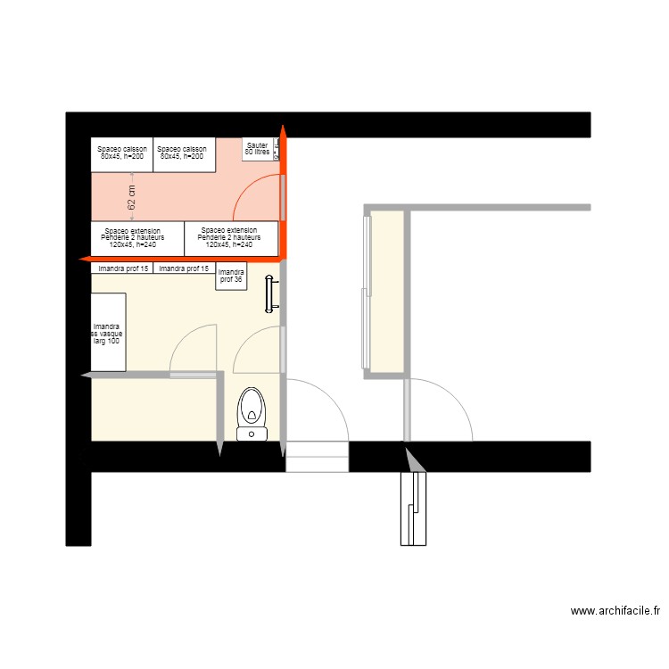 Projet de dressing état final 2 meubles. Plan de 0 pièce et 0 m2