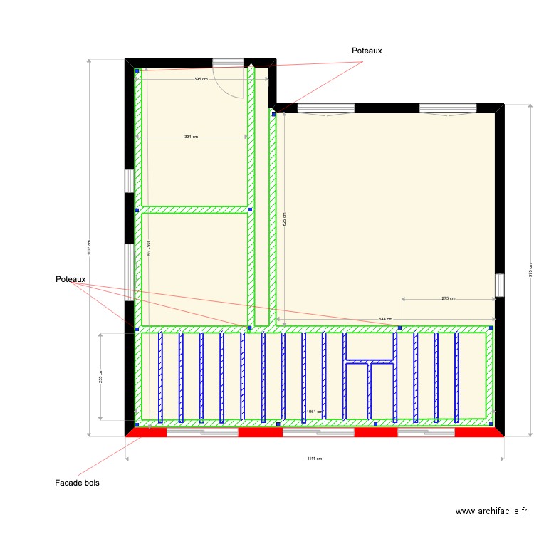 Structure Mezza2. Plan de 14 pièces et 167 m2
