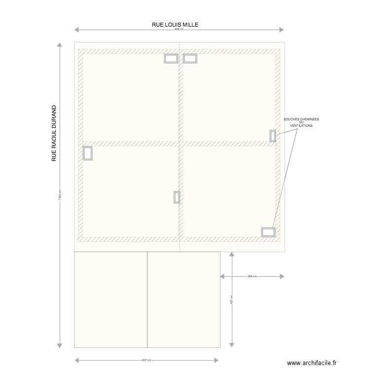 MAIRIE Villeurbanne plan toiture avant travaux. Plan de 0 pièce et 0 m2