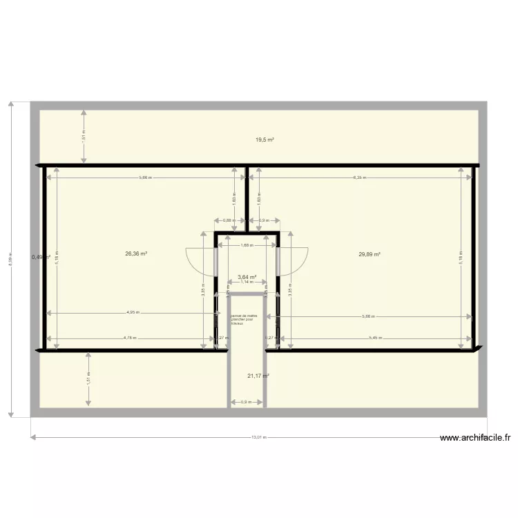 171 ter etage murs et portes. Plan de 