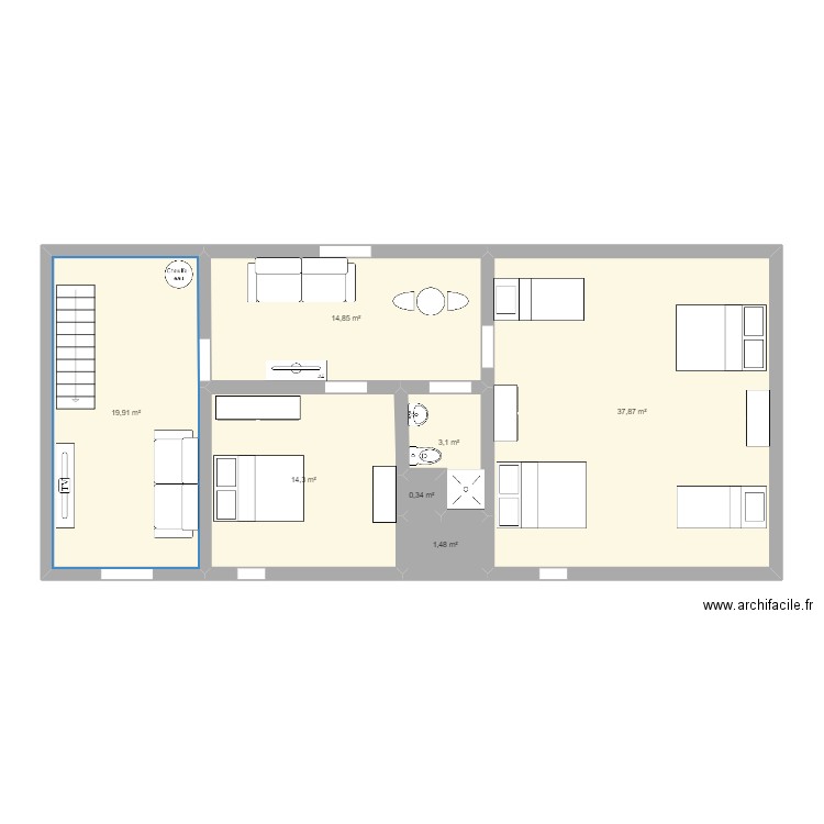 plestin etage SCI. Plan de 7 pièces et 92 m2