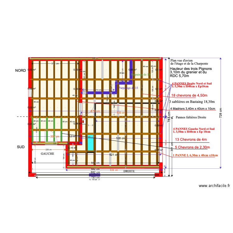 Murs Grenier. Plan de 113 pièces et 35 m2