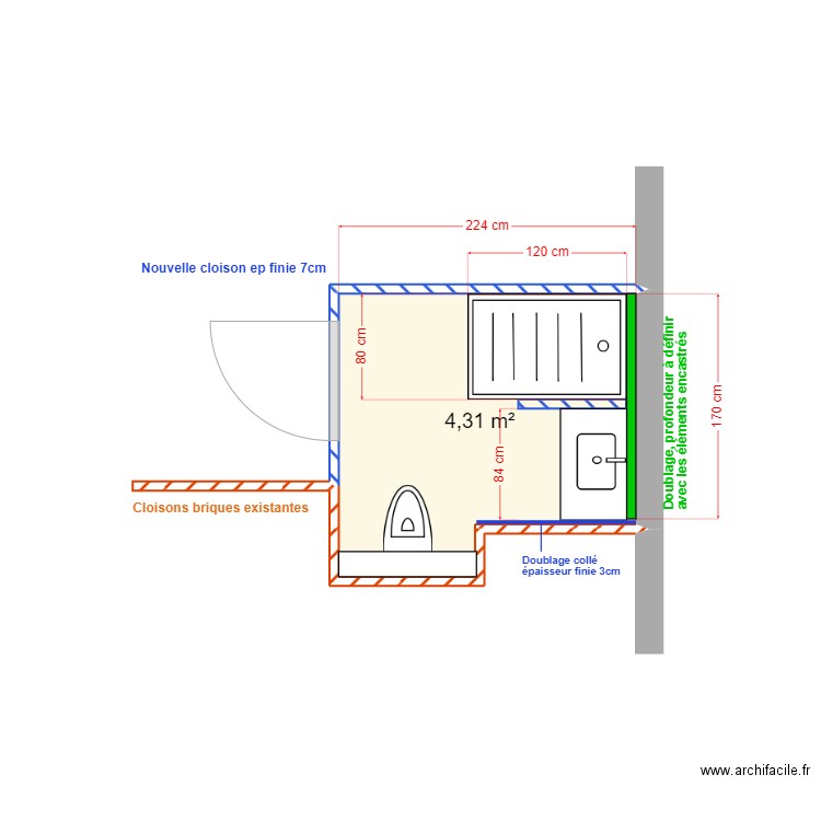 lusson. Plan de 1 pièce et 4 m2