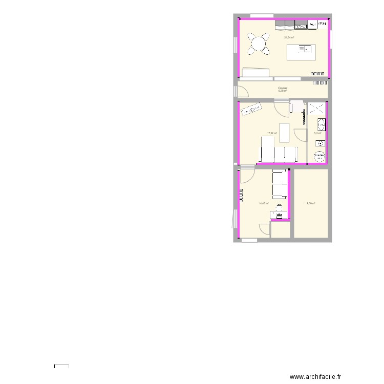 vinairy1. Plan de 6 pièces et 74 m2