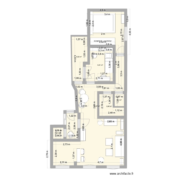 Plan Loft Uzes 2. Plan de 6 pièces et 73 m2