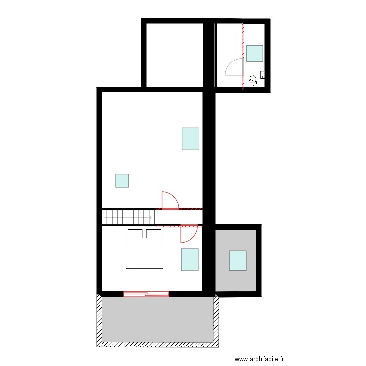 lhote etage . Plan de 4 pièces et 36 m2