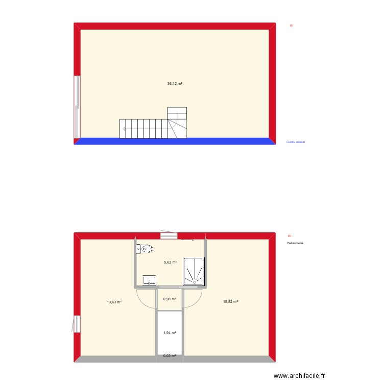 Grange 2 annexe. Plan de 7 pièces et 74 m2