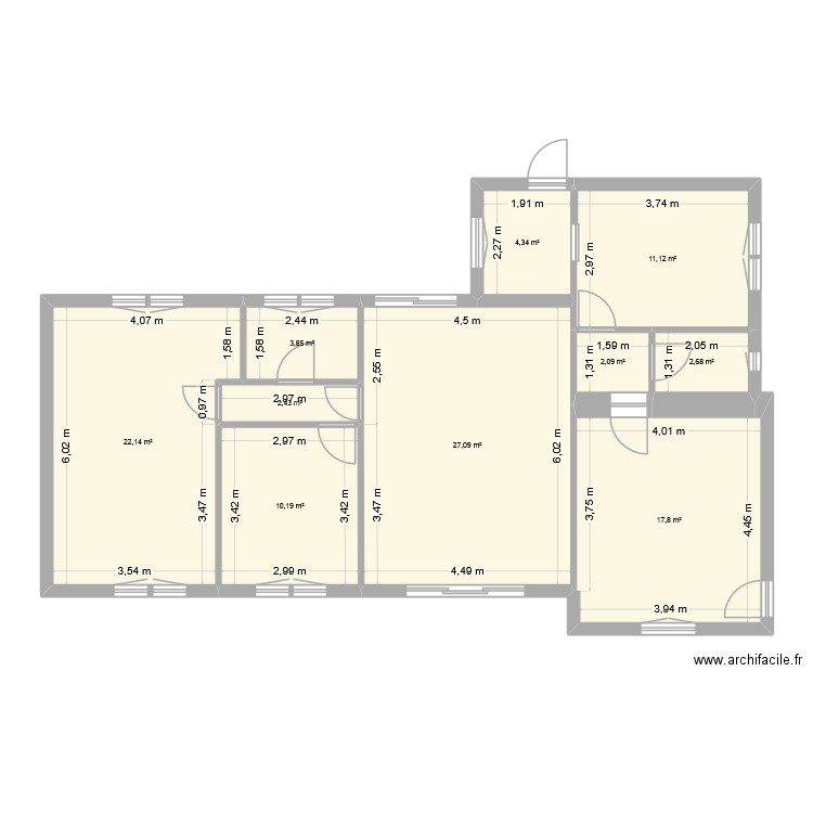 le claud. Plan de 10 pièces et 104 m2
