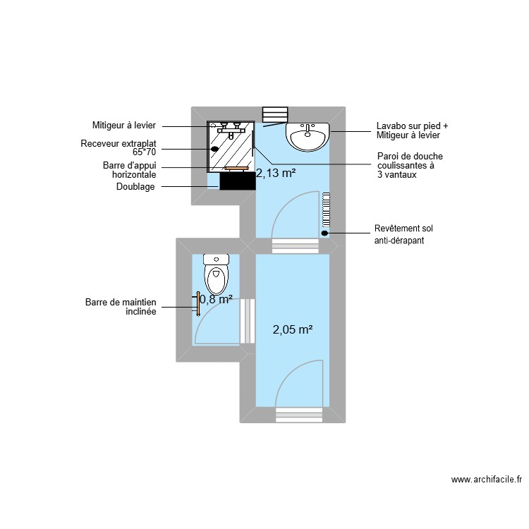 Projet ABERKANE. Plan de 3 pièces et 5 m2