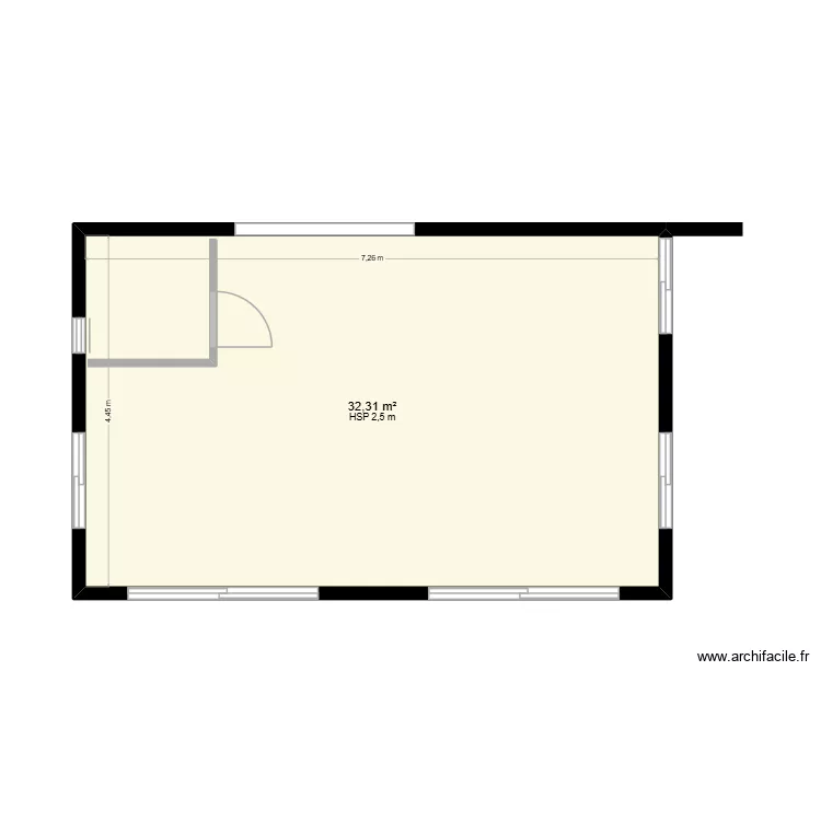 Bungalow2. Plan de 1  et 32 m²