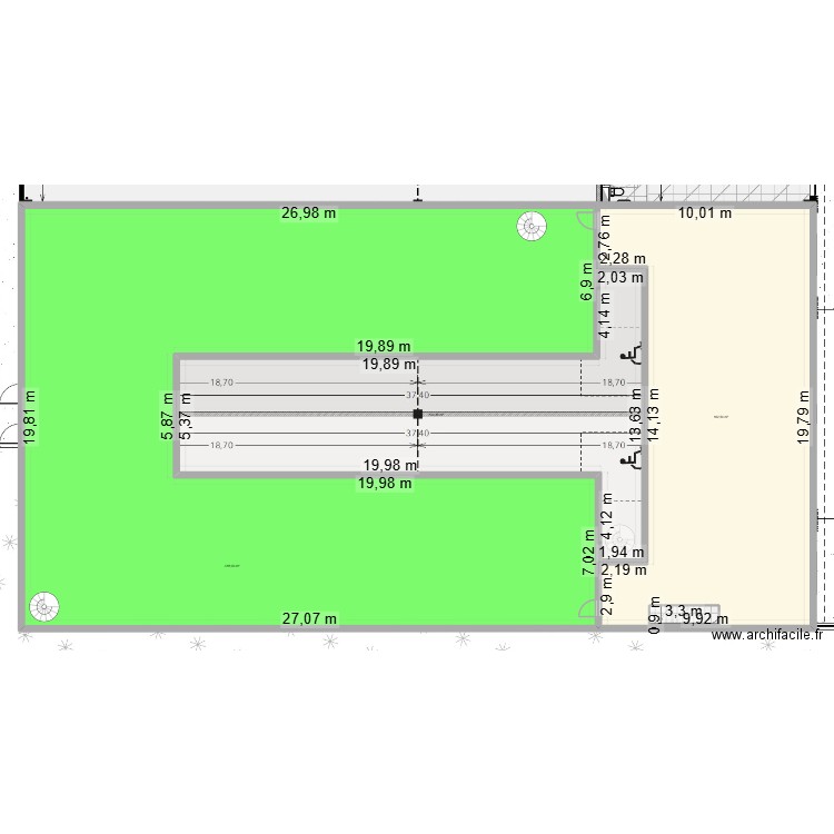 Pré-schéma usine. Plan de 5 pièces et 1459 m2