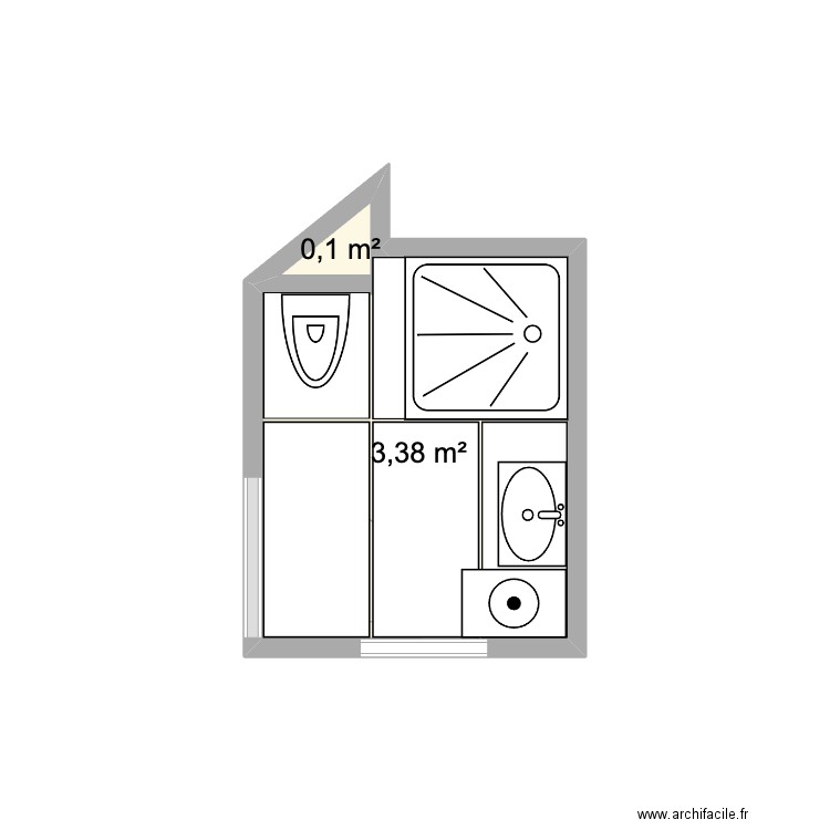 Van haelen sdb projeté carrelage 2. Plan de 2 pièces et 3 m2