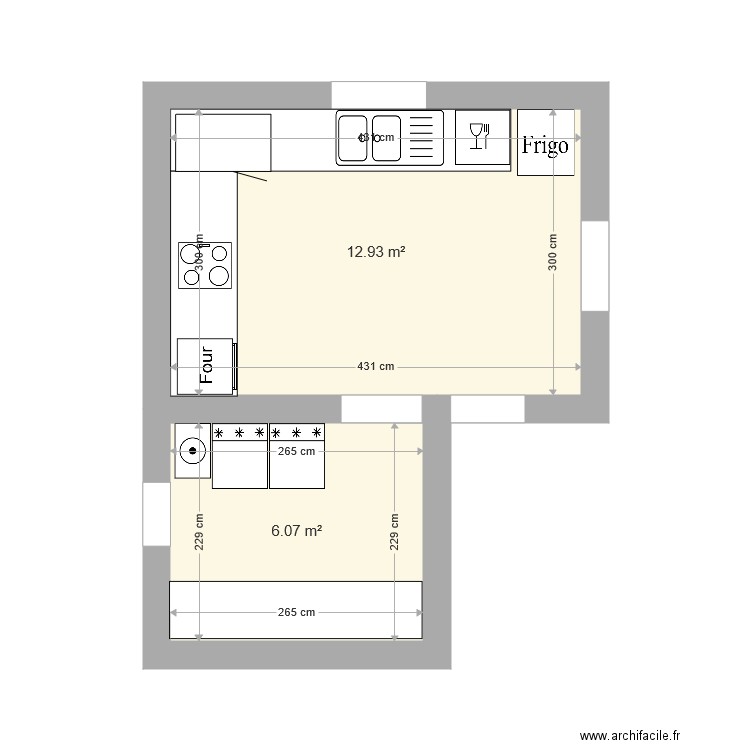 projet cuisine 2020 equipée. Plan de 0 pièce et 0 m2