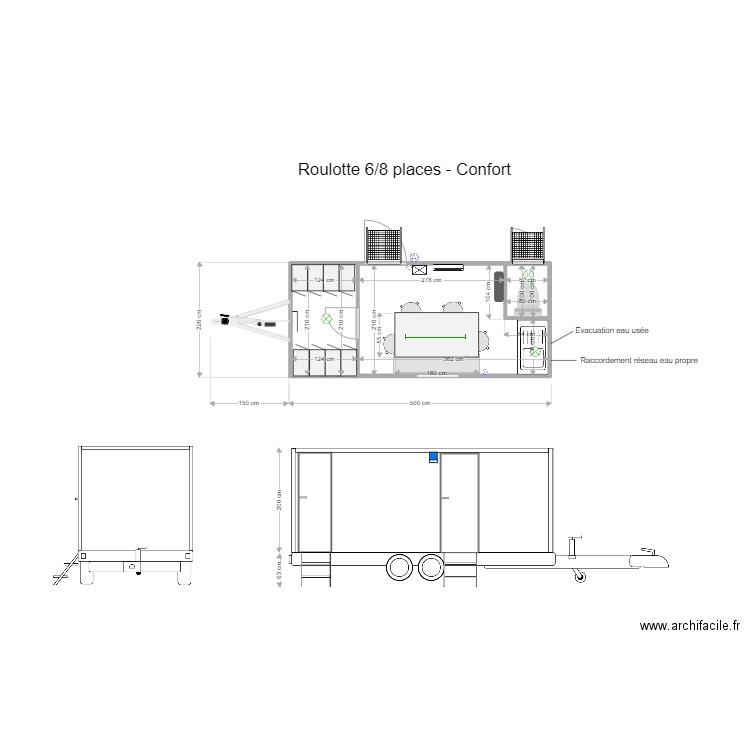 BVR FABRICATION 8 places confort. Plan de 3 pièces et 10 m2