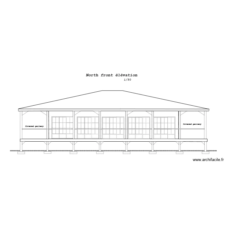 North front elevation 2. Plan de 