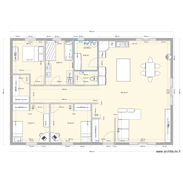 Plan de maison 1 aménagé. Plan de 0 pièce et 0 m2