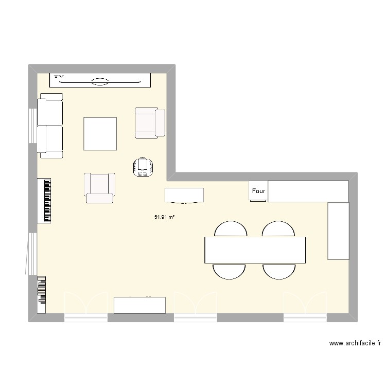 Maison. Plan de 1 pièce et 52 m2