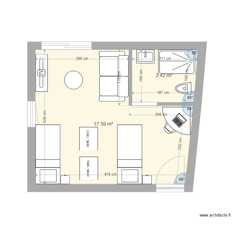 Chambre Claudine. Plan de 0 pièce et 0 m2