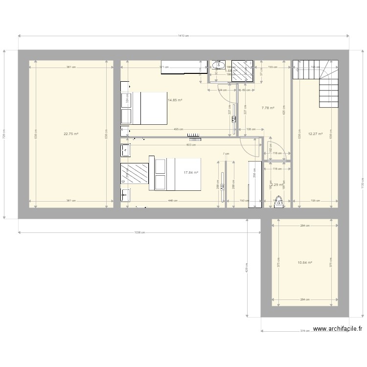 étage modif 2. Plan de 0 pièce et 0 m2